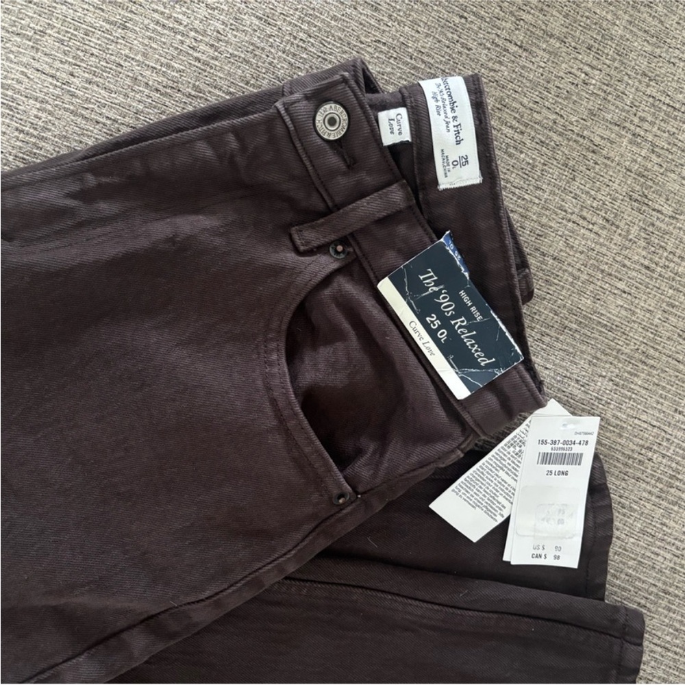 Abercrombie 90s relaxed high rise curve Brown Jeans BNWT 25 0L denim wide leg